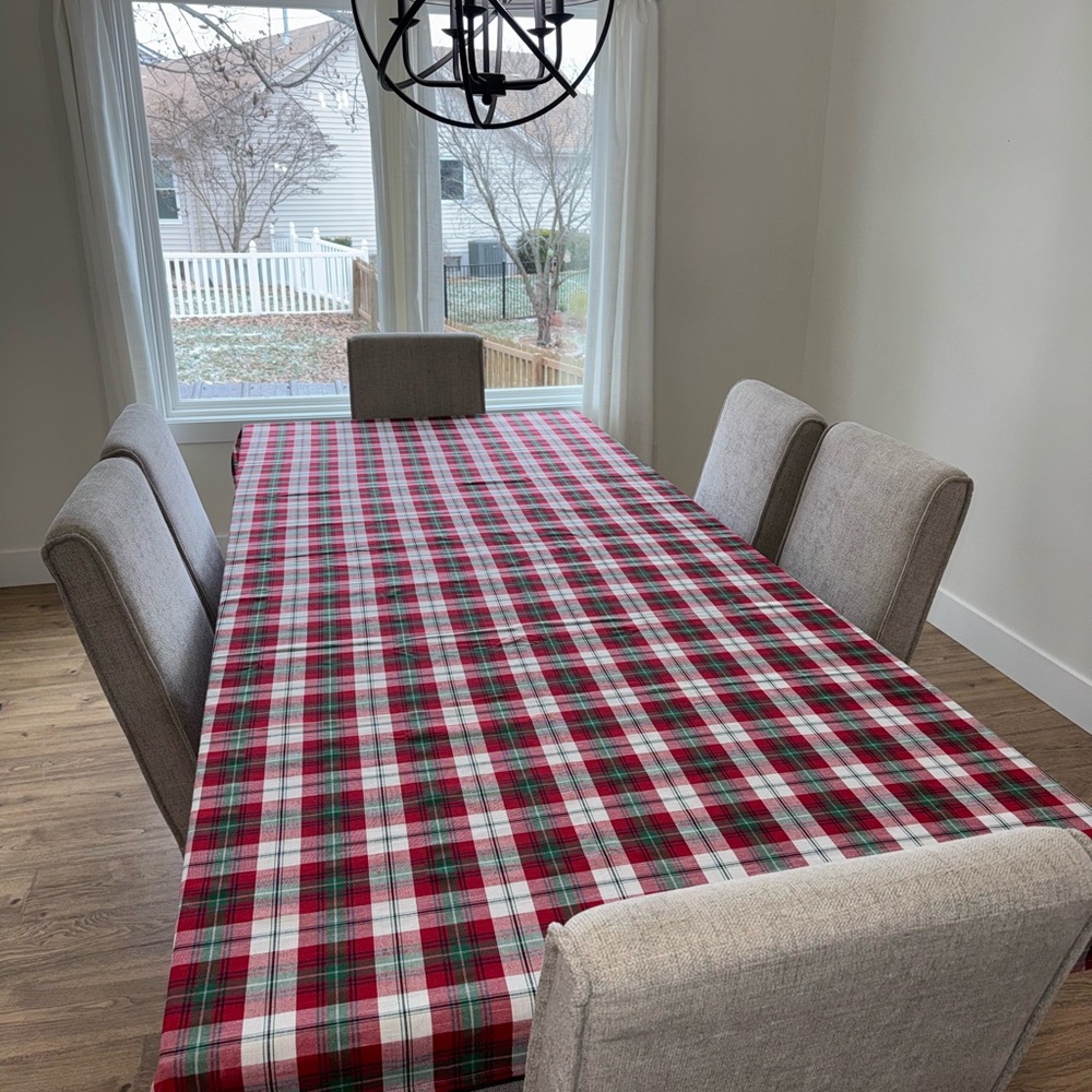 Plaid Tablecloth - Red, Green, and White